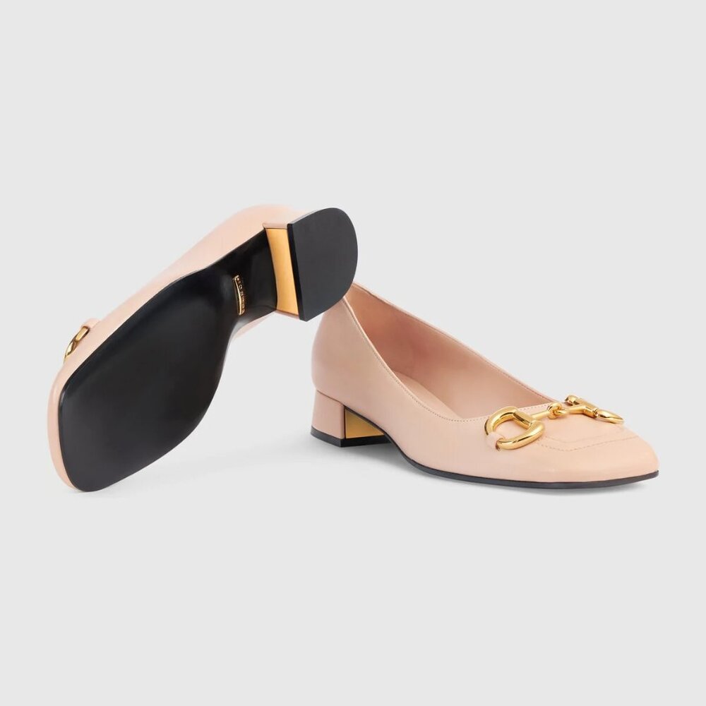 NIB Gucci light pink leather horsebit ballet flats IT 38.5 US 8.5